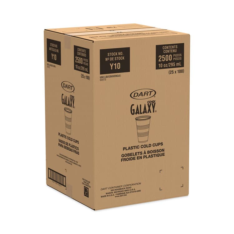 DART High-Impact Polystyrene Cold Cups, 10 oz, Plastic, Translucent, 100/Sleeve, 25 Sleeves/Carton (DCCY10) thumbnail 3