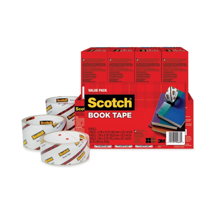 3M/COMMERCIAL TAPE DIV. Book Tape Value Pack, 3" Core, (2) 1.5" x 15 yds, (4) 2" x 15 yds, (2) 3" x 15 yds, Clear, 8/Pack (MMM845VP) thumbnail 4