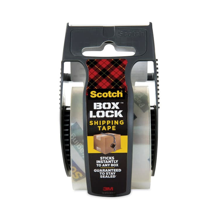 3M/COMMERCIAL TAPE DIV. Box Lock Shipping Packaging Tape with Dispenser, 1.5" Core, 1.88" x 22.2 yds, Clear (MMM195)