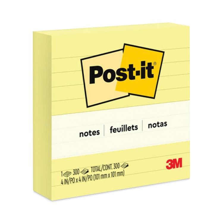 3M/COMMERCIAL TAPE DIV. Original Pads in Canary Yellow, Note Ruled, 4" x 4", 300 Sheets/Pad (MMM675YL)