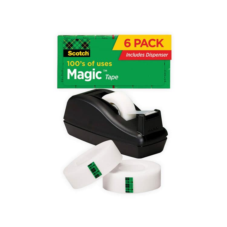3M/COMMERCIAL TAPE DIV. Magic Tape Desktop Dispenser Value Pack, 1" Core, 0.75" x 83.33 ft, Clear (MMM810C40BK)