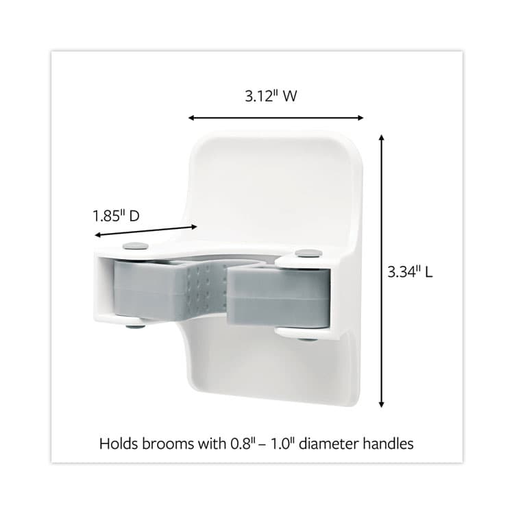 3M/COMMERCIAL TAPE DIV. Broom Gripper, 3.12w x 1.85d x 3.34h, White/Gray, 6 Grippers/16 Strips/Pack (MMM17007S6NA) thumbnail 2