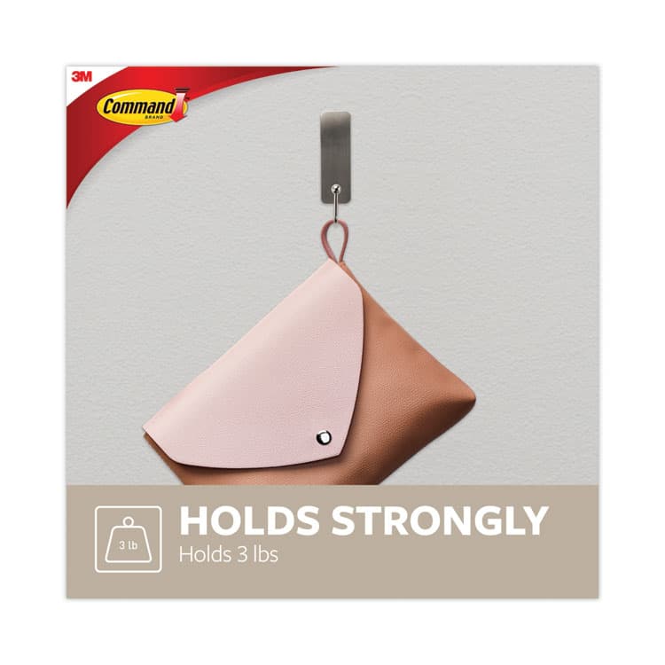 3M/COMMERCIAL TAPE DIV. Medium Indoor Decorative Hooks, Metal, Brushed Nickel, Supports 3 lb, 2/Pack (MMM17034BN2ES) thumbnail 4