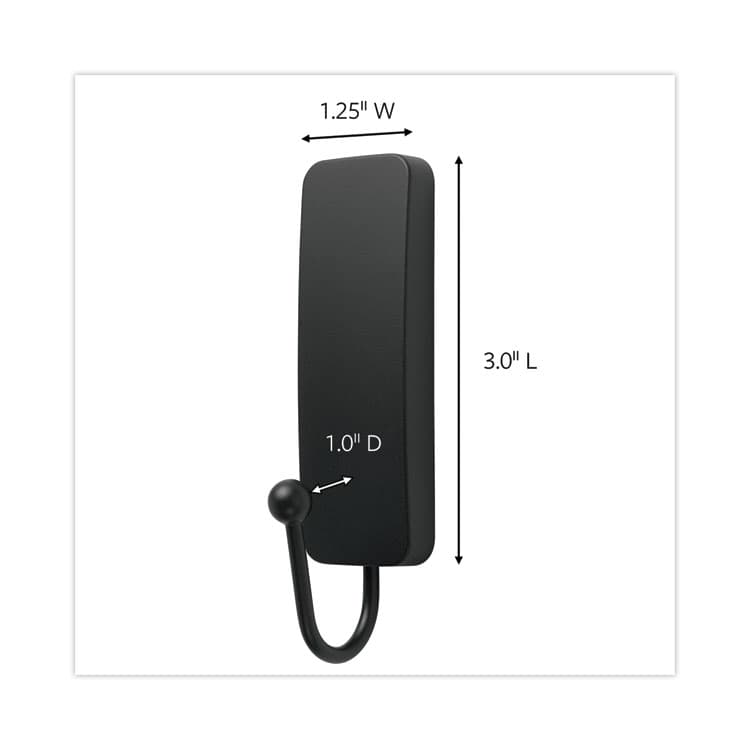 3M/COMMERCIAL TAPE DIV. Medium Indoor Decorative Hooks, Metal, Matte Black, Supports 3 lb, 2/Pack (MMM17034MB2ES) thumbnail 3