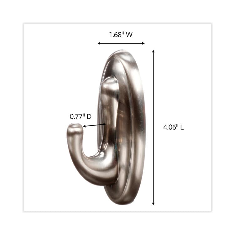 3M/COMMERCIAL TAPE DIV. Large Traditional Decorative Hooks, Metal, Brushed Nickel, Supports 5 lb (MMM17053BNES) thumbnail 3