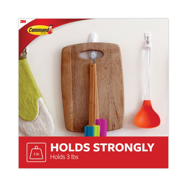 3M/COMMERCIAL TAPE DIV. Medium Wire Hooks, Metal Wire, Silver/White, Supports 3 lb, 2/Pack (MMM17068ES) thumbnail 4