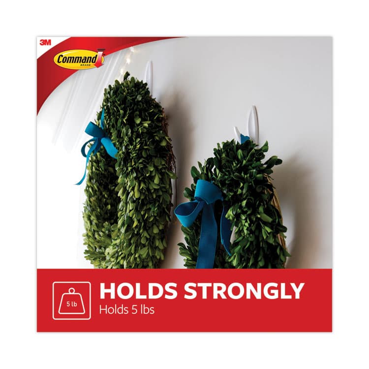 3M/COMMERCIAL TAPE DIV. Designer Hooks, Large, Plastic, White, 5 lb Capacity, 16 Hooks and 24 Strips/Pack (MMM17083S16NA) thumbnail 3