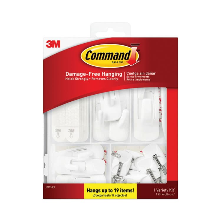 3M/COMMERCIAL TAPE DIV. General Purpose Hooks, Variety Pack, Assorted Sizes, Plastic, White, 0.5, 1, 3, 5, 16 lb Capacities, 54 Pieces/Pack (MMM17231ES) thumbnail 2