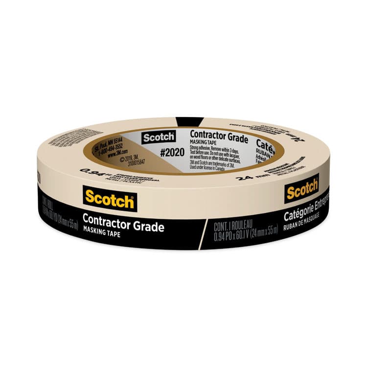 3M/COMMERCIAL TAPE DIV. Commercial-Grade Masking Tape for Production Painting, 3" Core, 0.94" x 60 yds, Natural (MMM20201ABK)