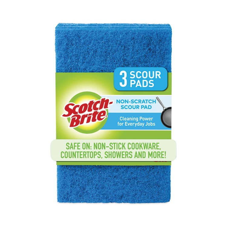 3M/COMMERCIAL TAPE DIV. Non-Scratch Scour Pads, 3 x 6, Blue, 10/Carton (MMM62310)