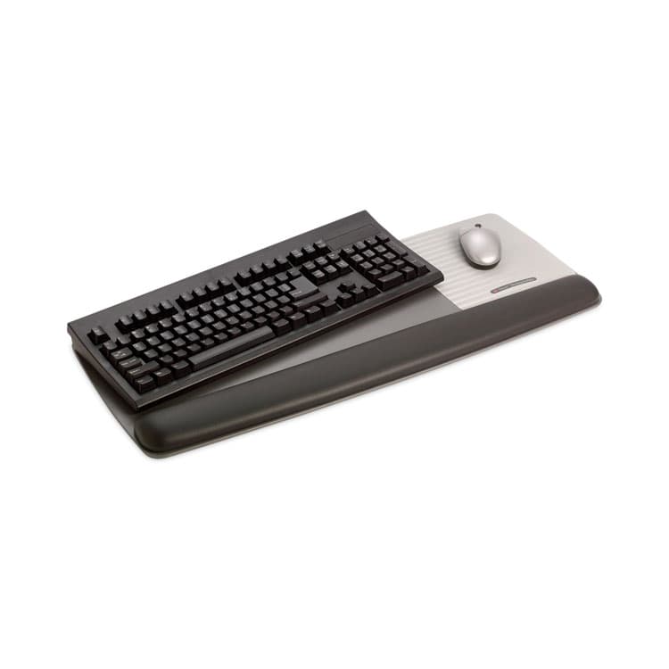 3M/COMMERCIAL TAPE DIV. Antimicrobial Gel Mouse Pad/Keyboard Wrist Rest Platform, 25.5 x 10.6, Black/Silver (MMMWR422LE)