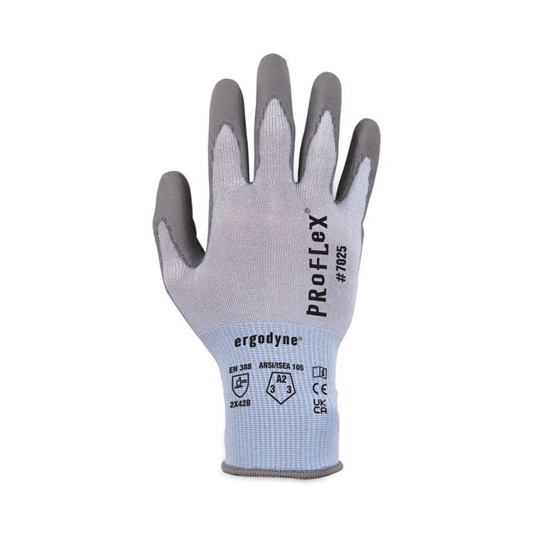 ERGODYNE CORPORATION ProFlex 7025 ANSI A2 PU Coated CR Gloves, EN388: 2X42B, 9" Long, Small, Blue, 12 Pairs (EGO10422) thumbnail 3
