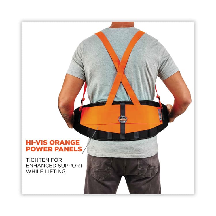 ERGODYNE CORPORATION ProFlex 100HV Economy Hi-Vis Spandex Back Support Brace, X-Small, 20" to 25" Waist, Black/Orange (EGO11881) thumbnail 2