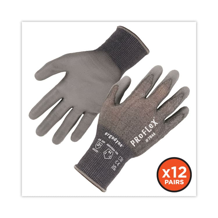 ERGODYNE CORPORATION ProFlex 7044 ANSI A4 PU Coated CR Gloves, EN388: 4X42D, 9" Long, Medium, Gray, 12 Pairs (EGO10483) thumbnail 2