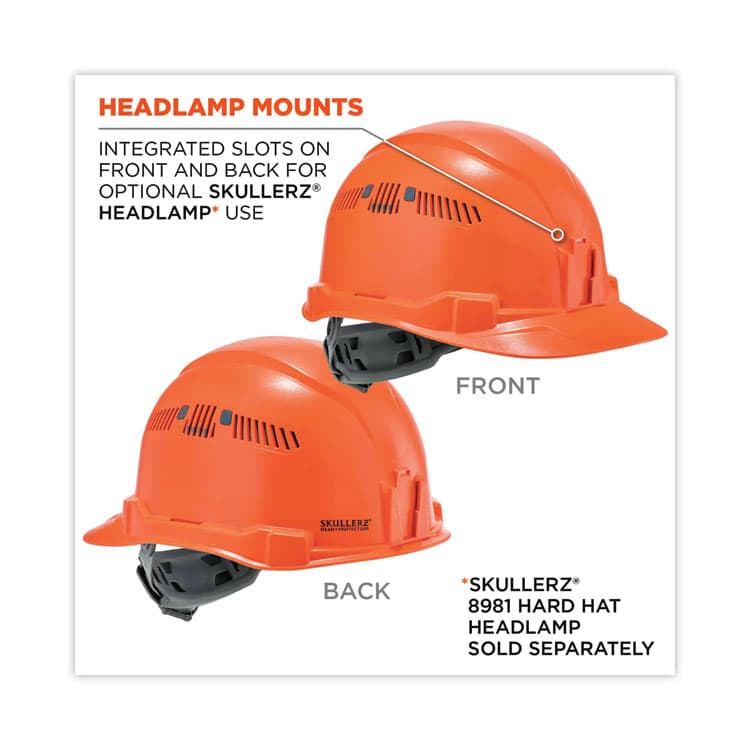 ERGODYNE CORPORATION Skullerz 8972 Class C Hard Hat Cap Style, Orange (EGO60145) thumbnail 3