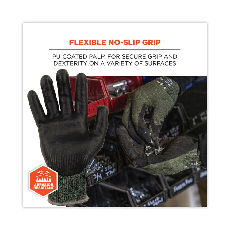 ERGODYNE CORPORATION ProFlex 7070 ANSI A7 Nitrile Coated CR Gloves, EN388: 4X42F, 9" Long, Medium, Green, Pair (EGO18043) thumbnail 2