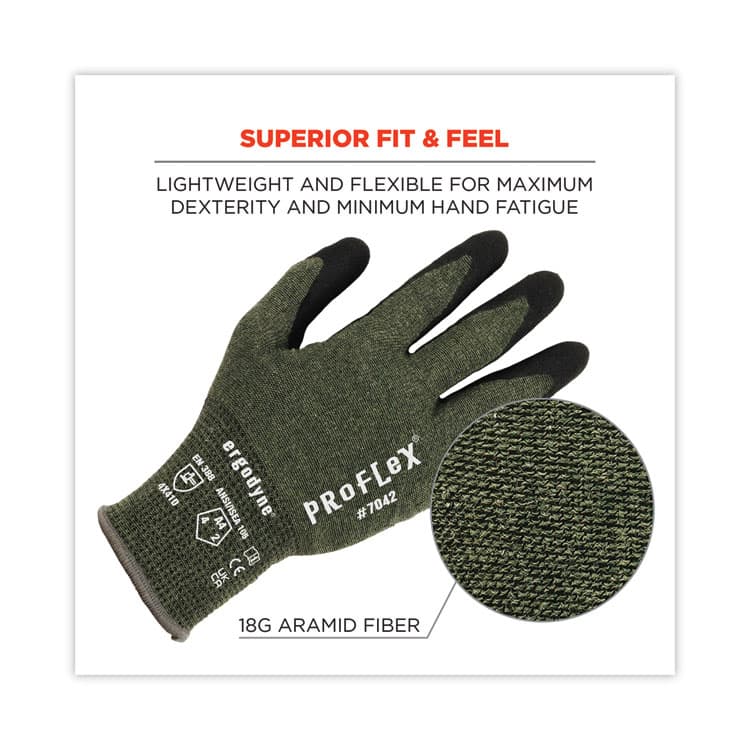 ERGODYNE CORPORATION ProFlex 7042 ANSI A4 Nitrile-Coated CR Gloves, EN388: 4X41D, 9" Long, Medium, Green, Pair (EGO10343) thumbnail 3