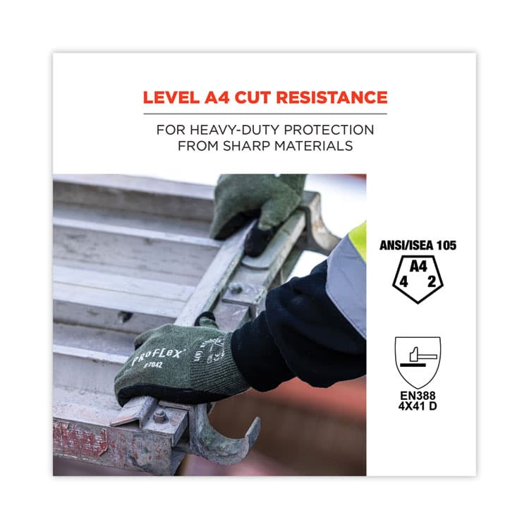 ERGODYNE CORPORATION ProFlex 7042 ANSI A4 Nitrile-Coated CR Gloves, EN388: 4X41D, 9" Long, Small, Green, Pair (EGO10342) thumbnail 2