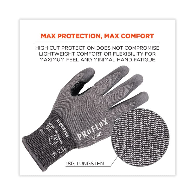 ERGODYNE CORPORATION ProFlex 7071 ANSI A7 PU Coated CR Gloves, EN388: 4X42F, 9" Long, XX-Large, Gray, 12 Pairs (EGO18066) thumbnail 2
