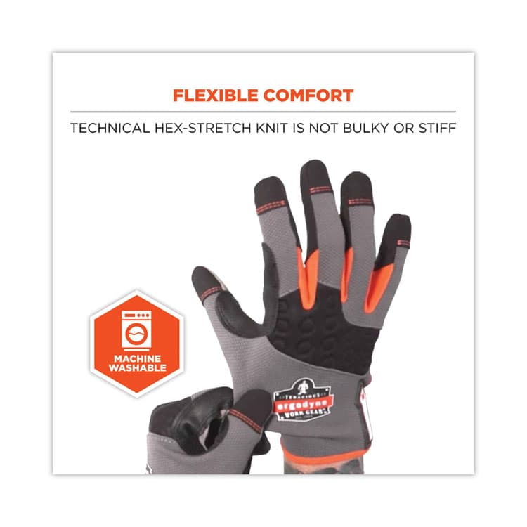 ERGODYNE CORPORATION ProFlex 710 Heavy-Duty Mechanics Gloves, 9" Long, Small, Gray, Pair (EGO17042) thumbnail 2