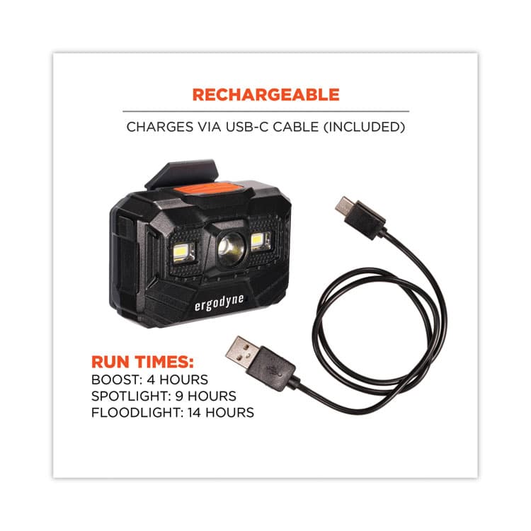 ERGODYNE CORPORATION Skullerz 8987 Rechargeable Hard Hat LED Light, 2.5 x 3 x 2, Black (EGO60197) thumbnail 2