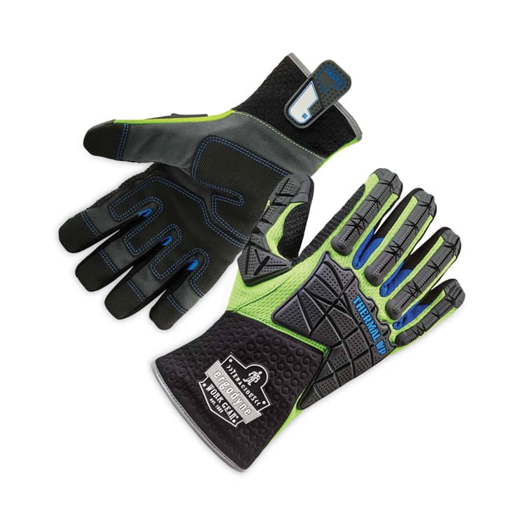 ERGODYNE CORPORATION ProFlex 925WP Performance Dorsal Impact-Reducing Thermal Waterproof Gloves, EN388: 3323XP, Large, Black/Lime, Pair (EGO18104)
