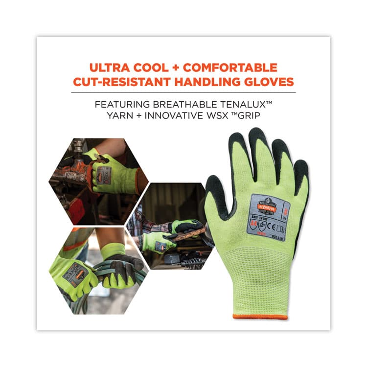 ERGODYNE CORPORATION ProFlex 7041 ANSI A4 Nitrile-Coated CR Gloves, EN388: 4X42D, 10" Long, Large, Lime, 144 Pairs/Carton (EGO17824) thumbnail 2