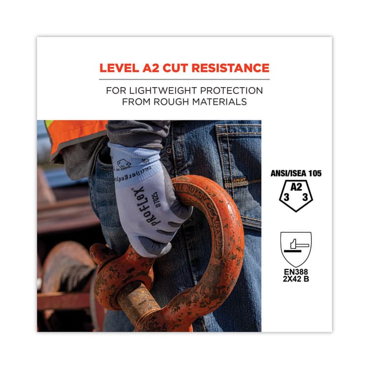 ERGODYNE CORPORATION ProFlex 7025 ANSI A2 PU Coated CR Gloves, EN388: 2X42B, 9" Long, Small, Blue, Pair (EGO10432) thumbnail 2