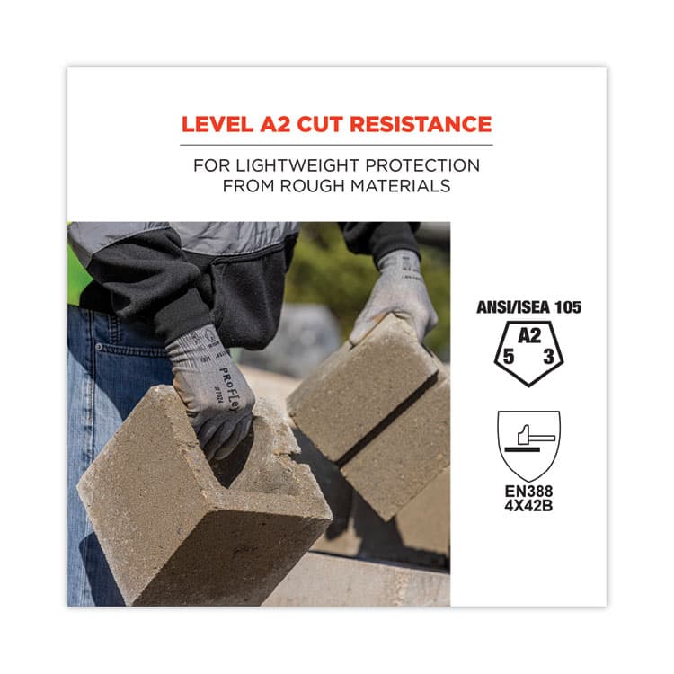 ERGODYNE CORPORATION ProFlex 7024 ANSI A2 PU Coated CR Gloves, EN388: 4X42B, 9" Long, X-Large, Gray, 12 Pairs (EGO10395) thumbnail 2