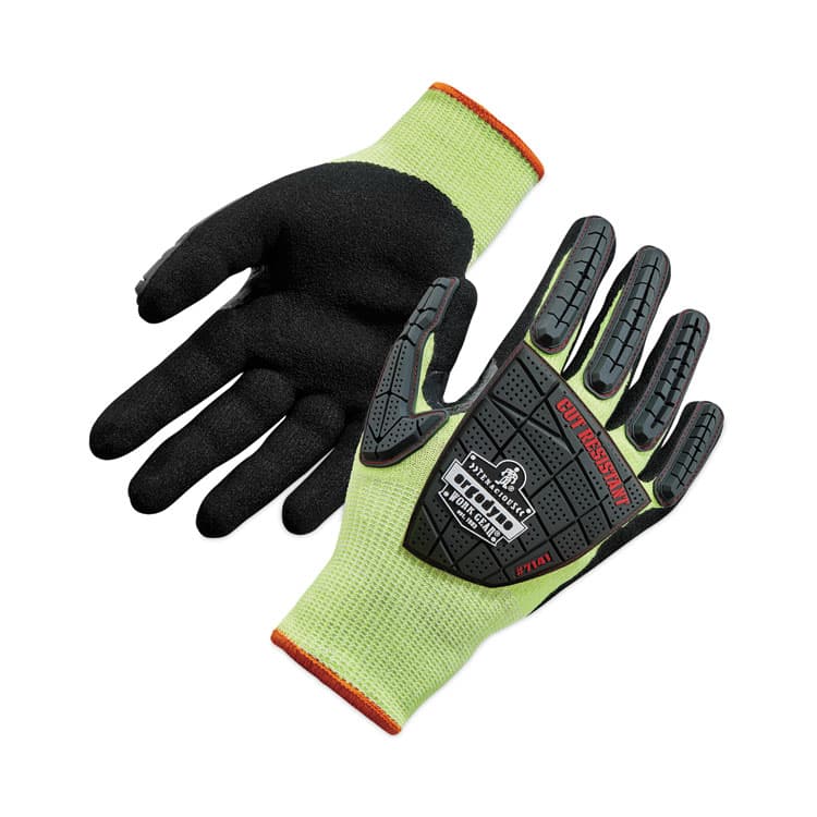 ERGODYNE CORPORATION ProFlex 7141 ANSI A4 DIR Nitrile-Coated CR Gloves, EN388: 4X42DP, 9" Long, Large, Lime, 72 Pairs/Carton (EGO17834)