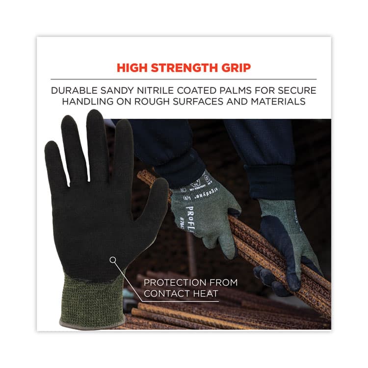 ERGODYNE CORPORATION ProFlex 7042 ANSI A4 Nitrile-Coated CR Gloves, EN388: 4X41D, 9" Long, Medium, Green, Pair (EGO10343) thumbnail 4
