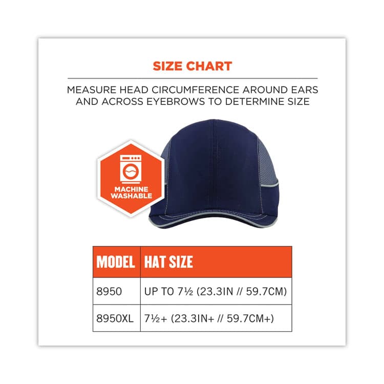 ERGODYNE CORPORATION Skullerz 8950XL XL Bump Cap Hat, Short Brim, Navy (EGO23347) thumbnail 3