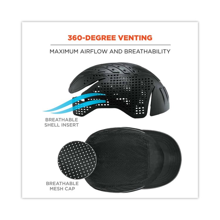 ERGODYNE CORPORATION Skullerz 8955 Lightweight Bump Cap Hat, Micro Brom, Black (EGO23362) thumbnail 2