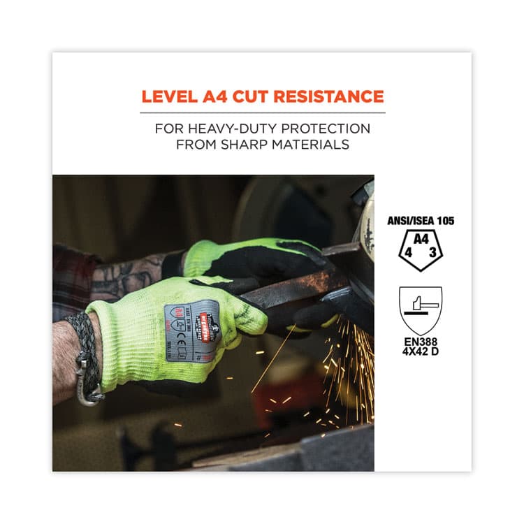ERGODYNE CORPORATION ProFlex 7041 ANSI A4 Nitrile-Coated CR Gloves, EN388: 4X42D, 10" Long, Large, Lime, Pair (EGO17814) thumbnail 2