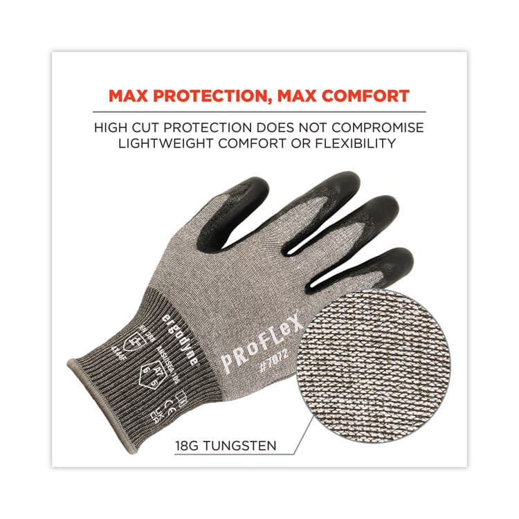 ERGODYNE CORPORATION ProFlex 7072 ANSI A7 Nitrile-Coated CR Gloves, EN388: 4X44F, 9" Long, Large, Gray, Pair (EGO10314) thumbnail 2