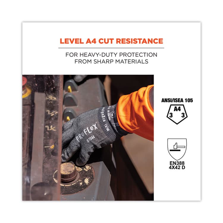 ERGODYNE CORPORATION ProFlex 7044 ANSI A4 PU Coated CR Gloves, EN388: 4X42D, 9" Long, X-Large, Gray, Pair (EGO10495) thumbnail 2