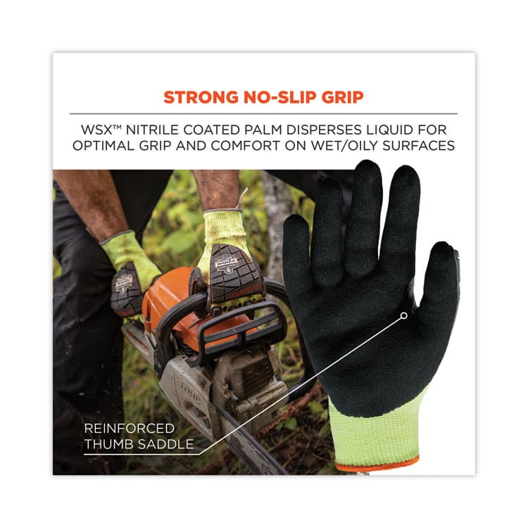 ERGODYNE CORPORATION ProFlex 7141 ANSI A4 DIR Nitrile-Coated CR Gloves, EN388: 4X42DP, 9" Long, Small, Lime, 72 Pairs/Carton (EGO17832) thumbnail 2