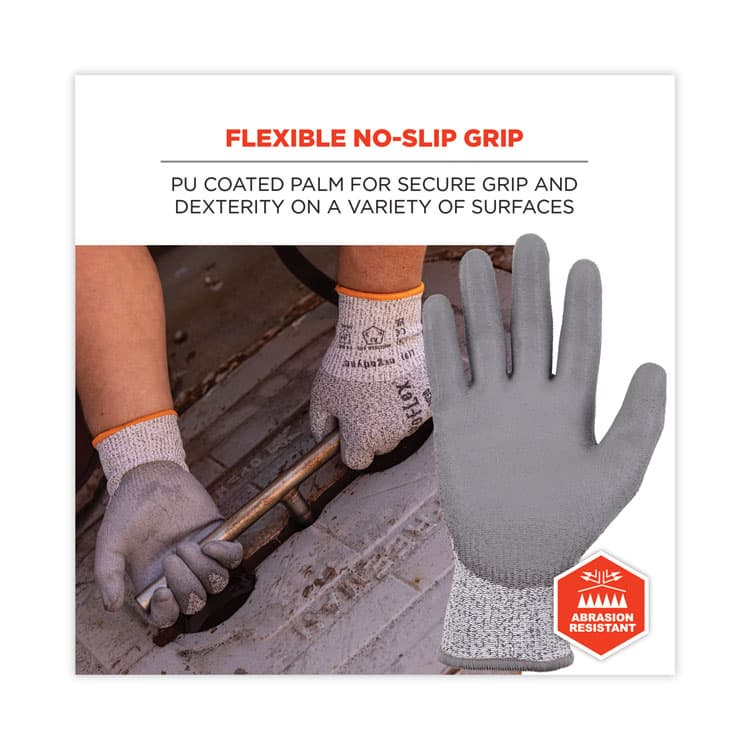 ERGODYNE CORPORATION ProFlex 7030 ANSI A3 PU Coated CR Gloves, EN388: 4X42C, 9" Long, XX-Large, Gray, 12 Pairs (EGO10456) thumbnail 2
