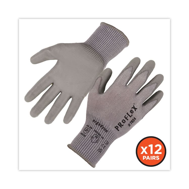 ERGODYNE CORPORATION ProFlex 7024 ANSI A2 PU Coated CR Gloves, EN388: 4X42B, 9" Long, Medium, Gray, 12 Pairs (EGO10393) thumbnail 2