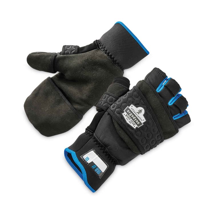 ERGODYNE CORPORATION ProFlex 816 Thermal Flip-Top Gloves, EN388: 3423X, 9" Long, Small, Black, Pair (EGO17342)