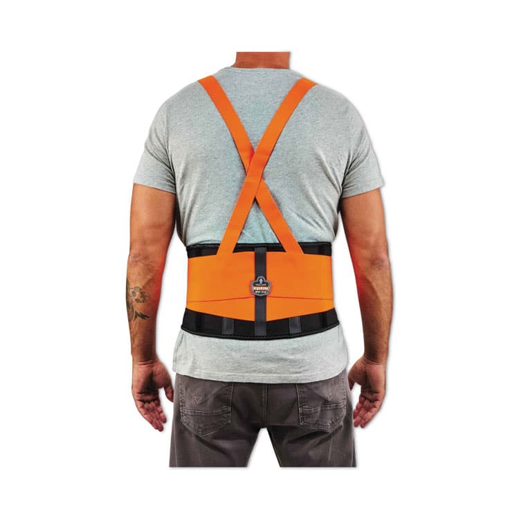 ERGODYNE CORPORATION ProFlex 100HV Economy Hi-Vis Spandex Back Support Brace, Small, 25" to 30" Waist, Black/Orange (EGO11882) thumbnail 2