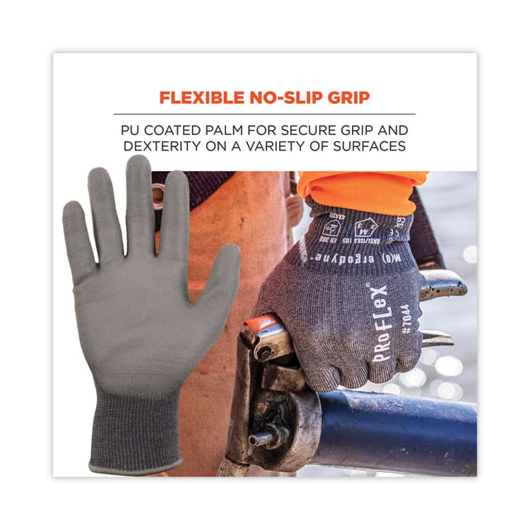 ERGODYNE CORPORATION ProFlex 7044 ANSI A4 PU Coated CR Gloves, EN388: 4X42D, 9" Long, Medium, Gray, Pair (EGO10493) thumbnail 2