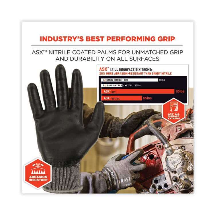 ERGODYNE CORPORATION ProFlex 7072 ANSI A7 Nitrile-Coated CR Gloves, EN388: 4X44F, 9" Long, Medium, Gray, Pair (EGO10313) thumbnail 2