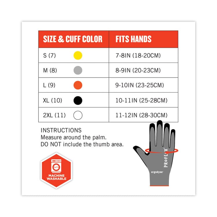 ERGODYNE CORPORATION ProFlex 7072 ANSI A7 Nitrile-Coated CR Gloves, EN388: 4X44F, 9" Long, Small, Gray, Pair (EGO10312) thumbnail 2