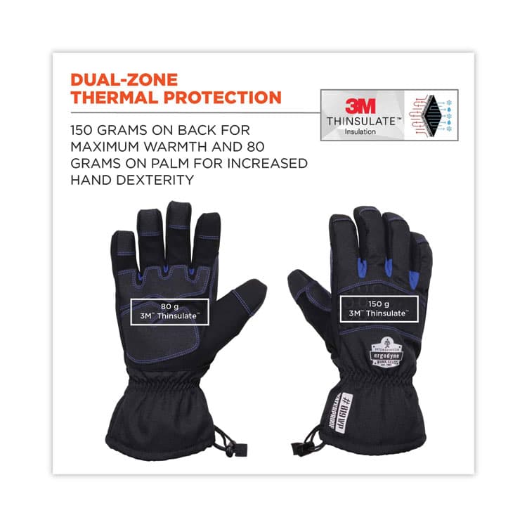 ERGODYNE CORPORATION ProFlex 819WP Extreme Thermal WP Gloves, EN388: 4222B, 9" Long, Medium, Black, Pair (EGO17613) thumbnail 4