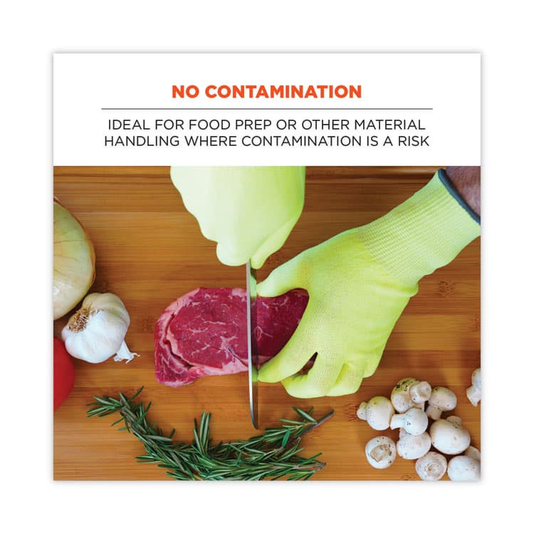 ERGODYNE CORPORATION ProFlex 7040 ANSI A4 CR Food Grade Gloves, EN388: 2X4XD, Reversible, 11" Long, Large, Lime, 144 Pairs/Carton (EGO18024) thumbnail 2