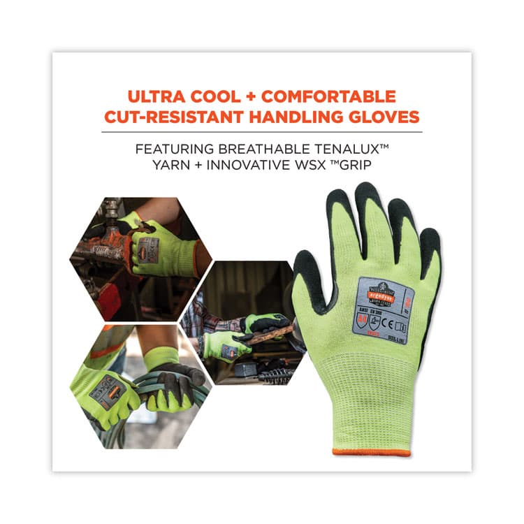 ERGODYNE CORPORATION ProFlex 7041 ANSI A4 Nitrile-Coated CR Gloves, EN388: 4X42D, 10" Long, Large, Lime, Pair (EGO17814) thumbnail 3
