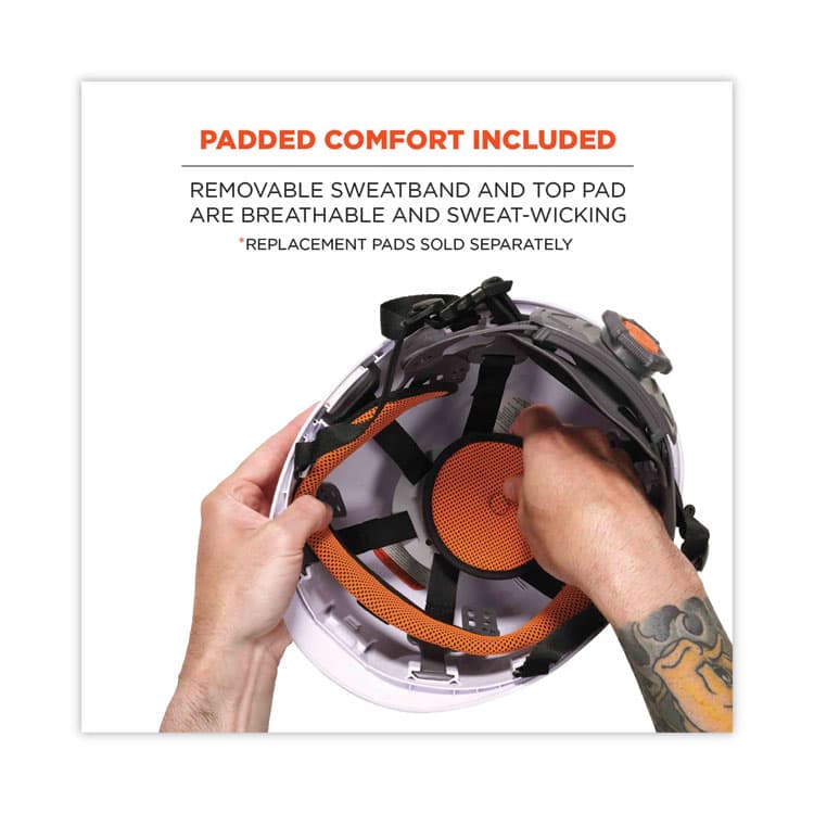 ERGODYNE CORPORATION Skullerz 8974 Class E Safety Helmet, 6-Point Ratchet Suspension, White (EGO60200) thumbnail 2