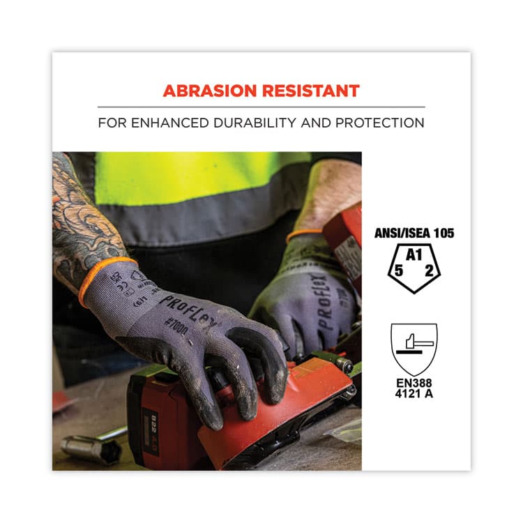 ERGODYNE CORPORATION ProFlex 7000 Nitrile-Coated Gloves Microfoam Palm, EN388: 4121A, 9" Long, XX-Large, Gray, Pair (EGO10376) thumbnail 2