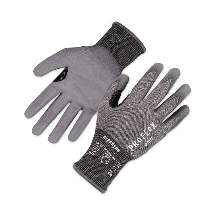 ERGODYNE CORPORATION ProFlex 7071 ANSI A7 PU Coated CR Gloves, EN388: 4X42F, 9" Long, Medium, Gray, 12 Pairs (EGO18063)
